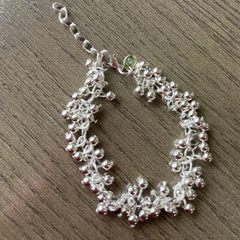Elegant Sterling Silver 925 Women's Beaded Bracelet 🌿🆕🌿